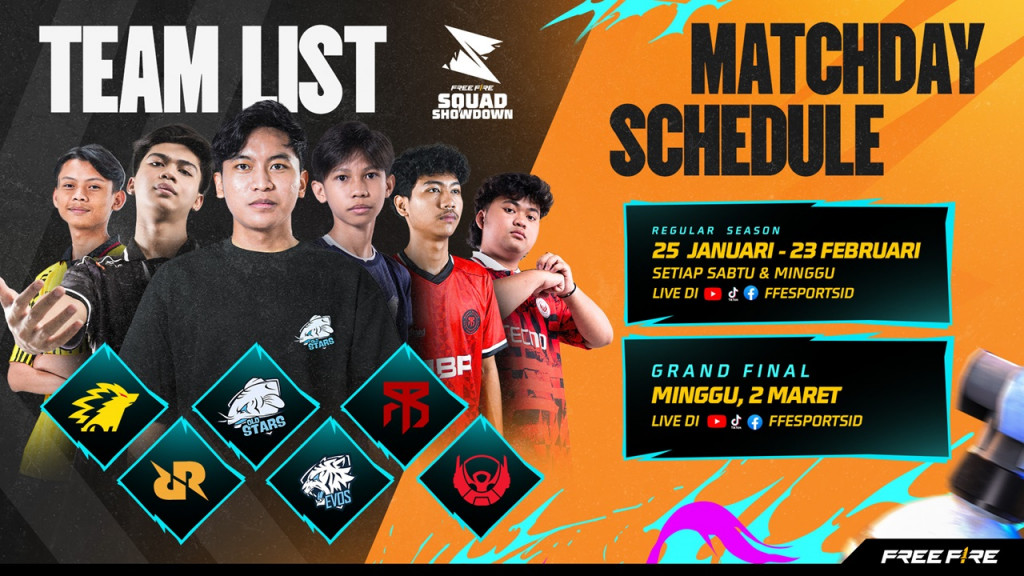 Daftar tim Free Fire Squad Showdown