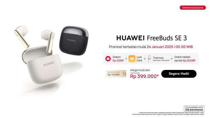Cuma Rp300 Ribuan HUAWEI FreeBuds SE 3 dan TWS EarBuds Stylish Punya Audio Berkualitas, Ini Buktinya!