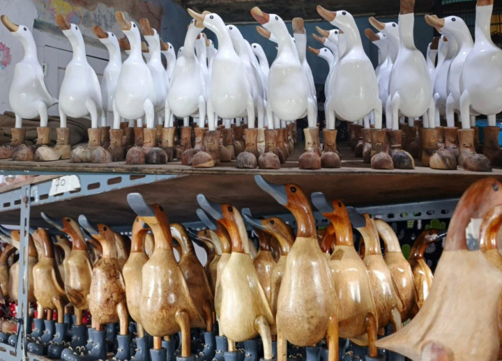 Limbah Akar Disulap Jadi Patung Bebek Tembus Pasar Eropa