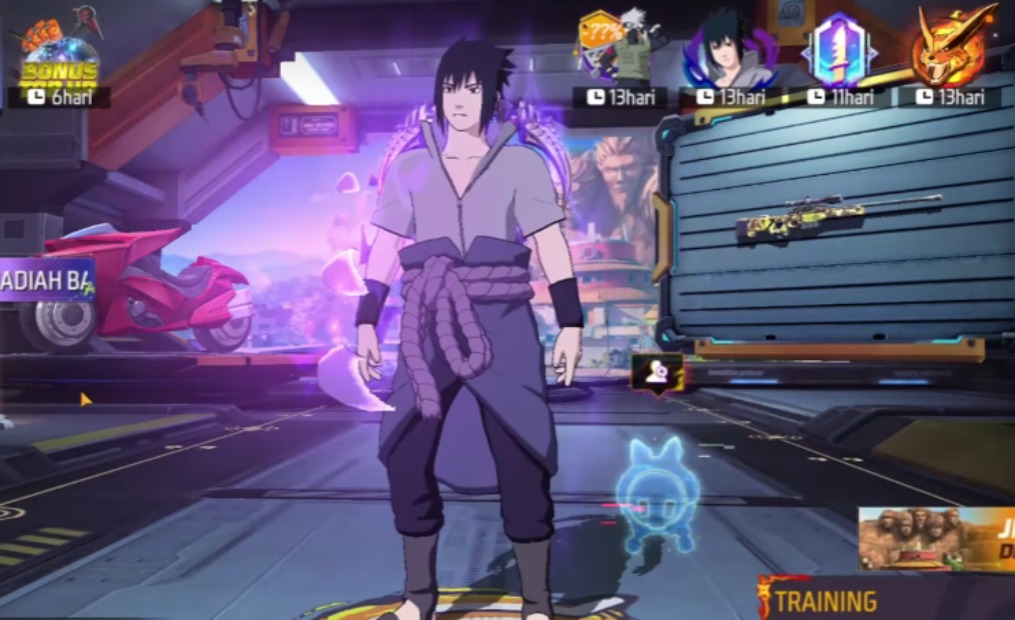 Groza Sasuke Hadir di Free Fire lewat Kolaborasi dengan Naruto.