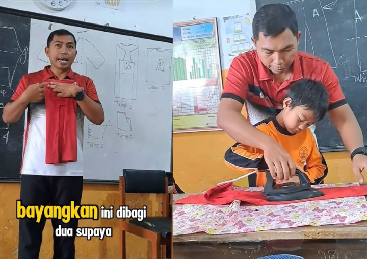 Guru SD Ini Ajari Siswanya Cara Setrika dan Lipat Baju, Netizen: Sederhana Tapi Penting