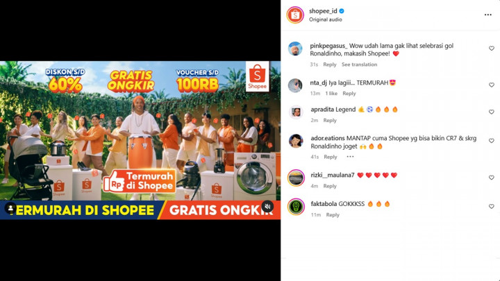 Wow! Legenda Sepak Bola Ronaldinho Muncul di Iklan Terbaru Shopee