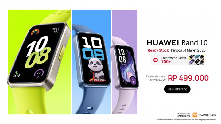 HUAWEI Band 10 Resmi Dijual Rp499 Ribu, Punya Fitur Profesional Rasa Smartwatch