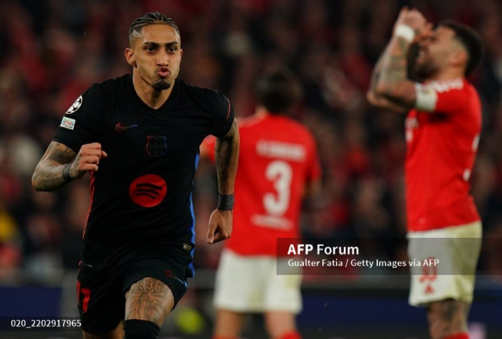 Benfica Vs Barcelona: Bermain 10 Orang, Blaugrana Curi Tiga Poin Lewat Gol Raphinha