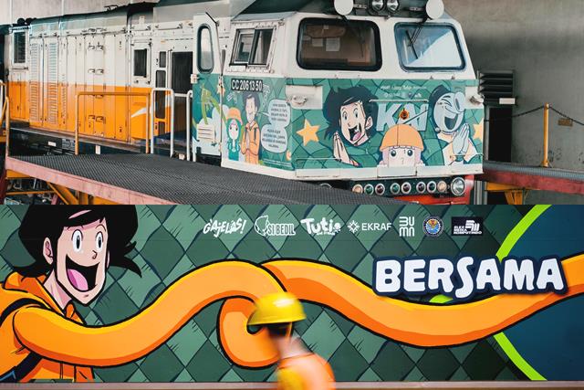 Menekraf bersama Dirut KAI luncurkan branding tematik karakter komik lokal pada stasiun dan gerbong kereta secara serentak.  (Foto: Dok. Birkom Kemenekraf/Bekraf RI)