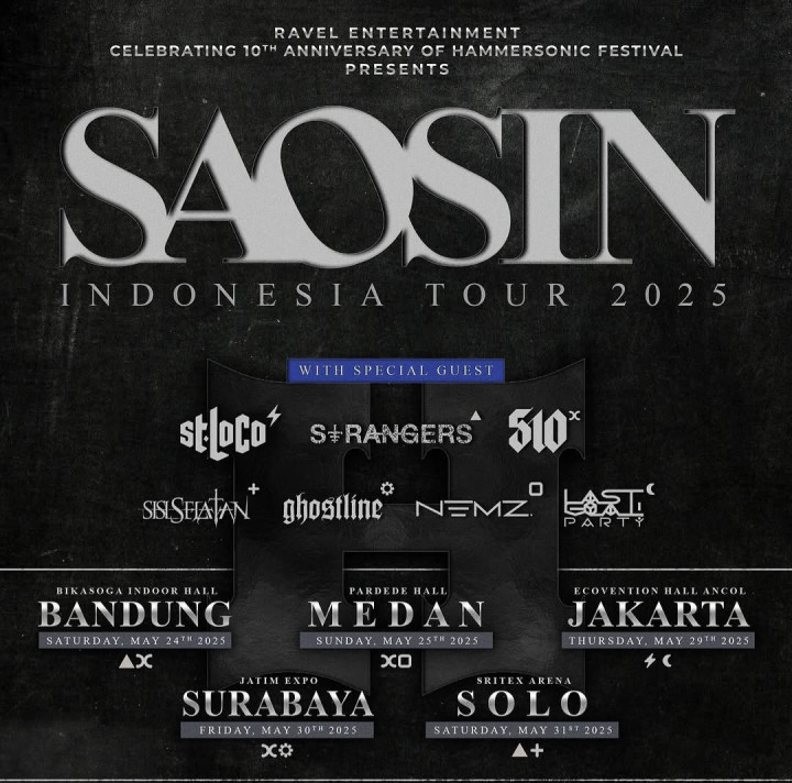 Ravel Entertainment Bawa Saosin Tur ke 5 Kota di Indonesia