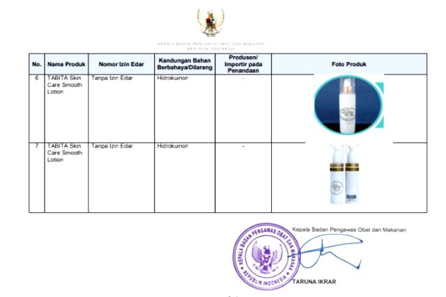 BPOM kembali melakukan pemberantasan terhadap tujuh kosmetik ilegal. (Foto: Dok. Tangkapan layar BPOM)
