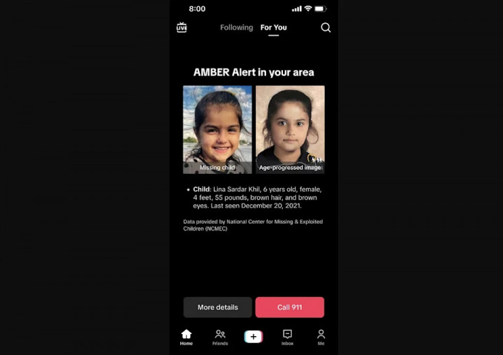 TikTok Tambahkan Fitur Notifikasi Penculikan Anak dan Anak Hilang