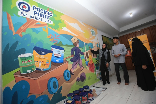 Hasil lukisan mural menggunakan cat di panti asuhan. (Foto: Dok. Istimewa)