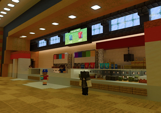 Virtual Cinema Experience di dalam game Minecraft Bedrock Edition. (Foto: Dok. Istimewa)