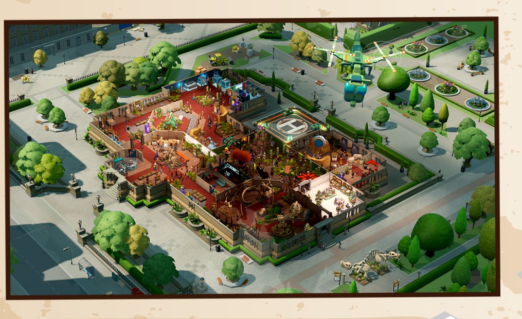 Kustomisasi Dekorasi Bebas di Two Point Museum.