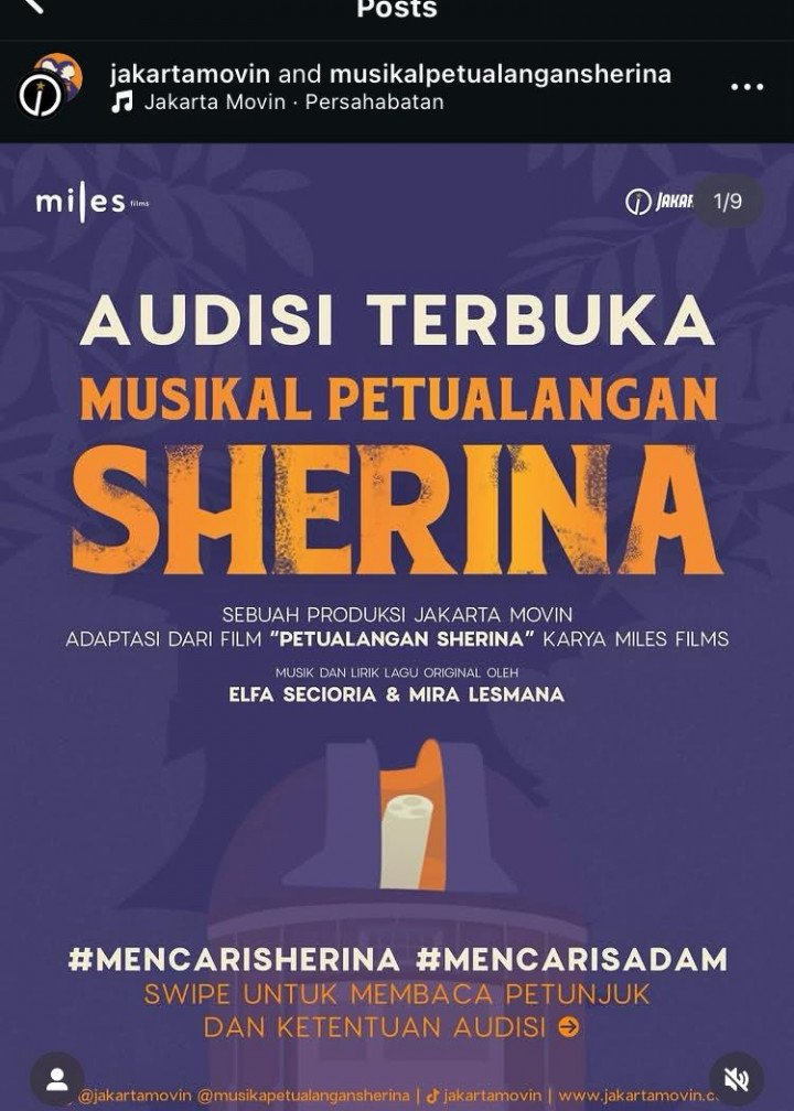 Saatnya Beraksi! Jakarta Movin Cari Sherina dan Sadam Baru untuk Musikal Petualangan Sherina!
