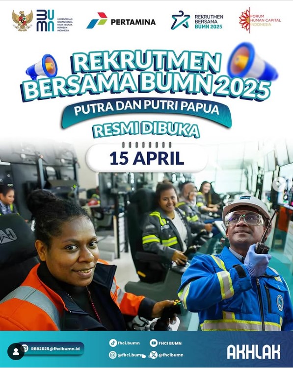 Rekrutmen Bersama BUMN 2025 Kategori Putra/Putri Papua Dibuka, Ini Info Lengkapnya!