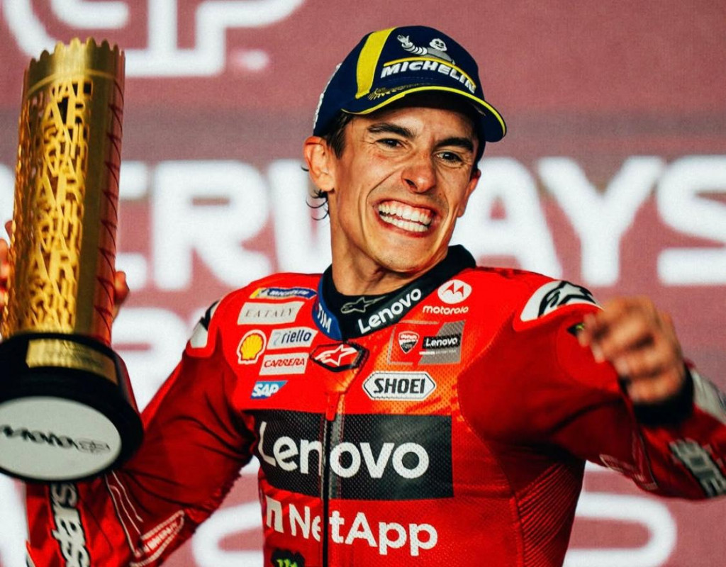 Selebrasi Marc Marquez menjuarai MotoGP Qatar. (instagram @marcmarquez93)
