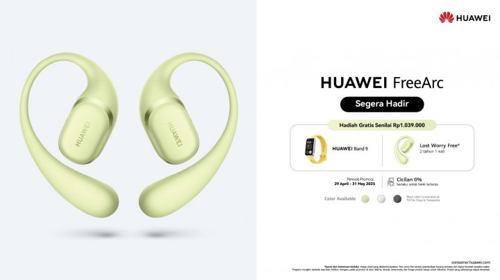 HUAWEI FreeArc: Earbuds Open-Ear Paling Nyaman dengan Kualitas Suara Terbaik di Kelas Open-Ear TWS dan Koneksi Super Stabil, Cocok untuk Kamu yang Gemar Lari dan Profesional Aktif