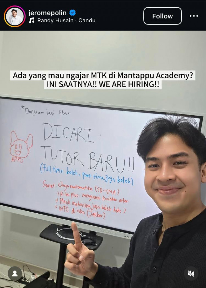 Lowongan Kerja! Jerome Polin Cari Tutor Matematika, Mahasiswa Boleh Daftar