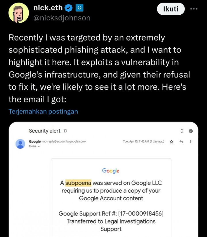 Gaya Baru Penipu Gunakan Email Meniru Google