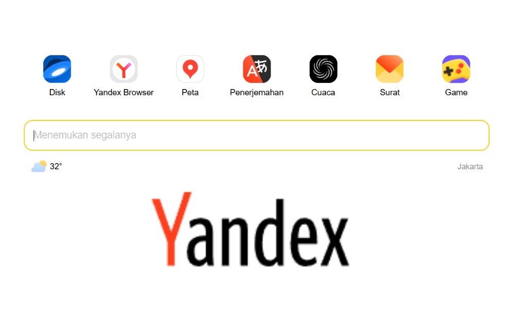 Halaman depan Yandex