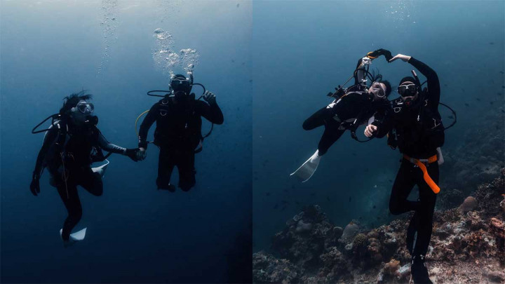 Romantis! Prilly Latuconsina dan Omara Esteghlal Menyelam Bareng untuk Pertama Kalinya