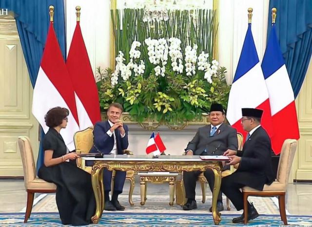 Indonesia-Prancis menandatangai kerja sama penguatan ekonomi kreatif. (Foto: Dok. Biro Sekretariat Presiden)