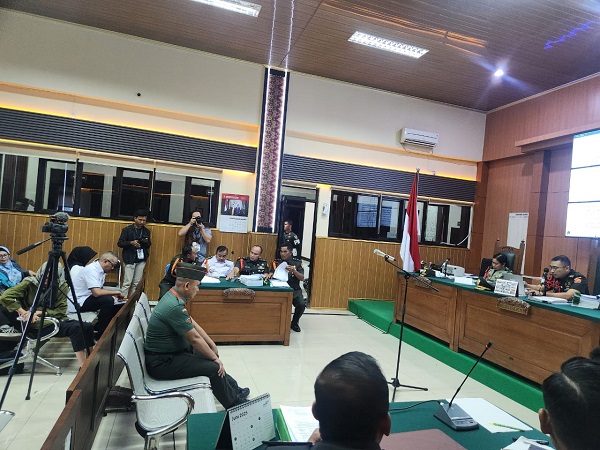 Suasana persidangan kasus penembakan anggota TNI terhadap tiga anggota Polri di Lampung. Dok. ist