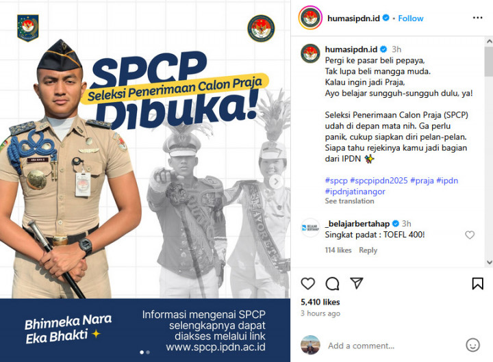 Pendaftaran Sekolah Kedinasan IPDN 2025 Dibuka, Ini Link Pendaftarannya