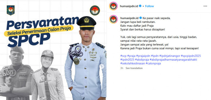 Simak, Ini Syarat Lengkap Daftar SPCP IPDN 2025!