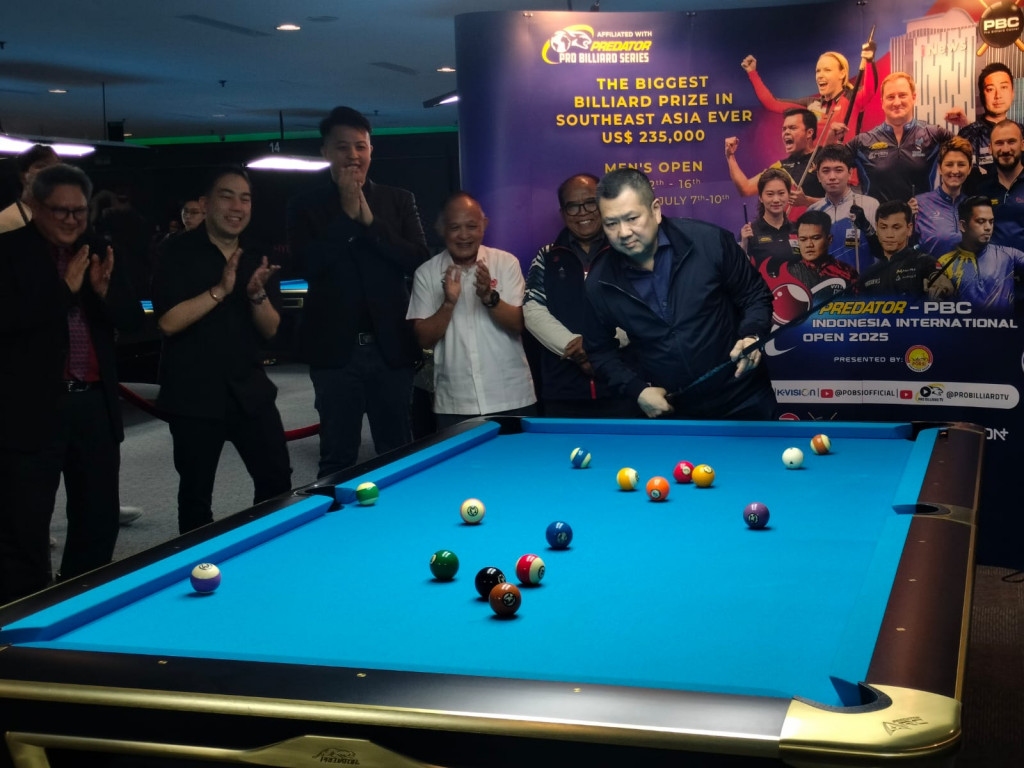 Suasana peluncuran turnamen biliar Predator PBC Indonesia International Open 2025. (Foto: Istimewa)