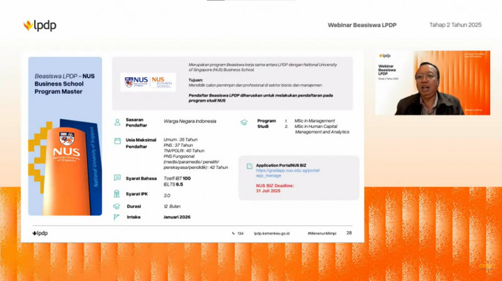 Beasiswa LPDP-NUS Tahap 2 Tahun 2025 Dibuka, Ini Prodi, Syarat dan Cara Daftarnya