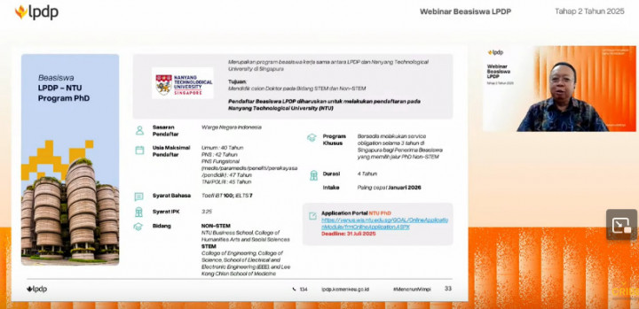 Kuliah S3 di Singapura, Kini Bisa Pakai Beasiswa LPDP-NTU, Ini Ketentuannya!