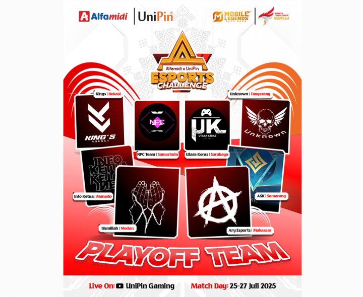 8 Tim Terbaik Siap Bertarung di Playoff Nasional Alfamidi X Unipin Esports Challenge 2025