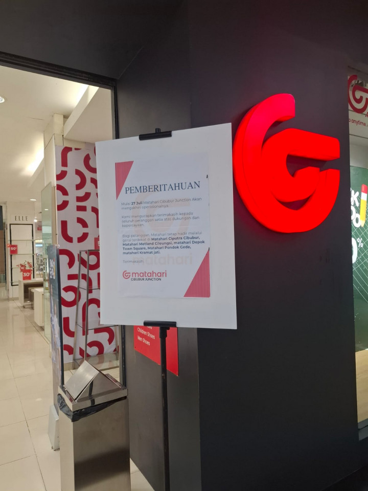 Matahari Cibubur Junction Berhenti Beroperasi per 27 Juli, Konsumen Dialihkan ke Gerai Terdekat