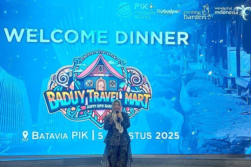 Asisten Deputi Pemasaran Pariwisata Nusantara Kemenpar Erwita Dianti saat sambutan pada Baduy Travel Mart III pada tanggal 5-7 Agustus 2025 di Batavia PIK (Pantai Indah Kapuk), Jakarta Utara. Dok, Kemenpar