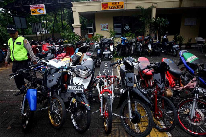 Ilustrasi motor sitaan polisi. (dok MI/Ramdani)