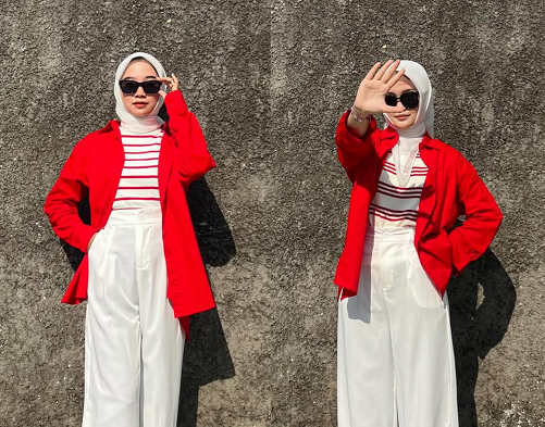 Outfit bernuansa merah-putih untuk perayaan HUT ke-80 RI.  (Foto: Dok. Instagram/@gavinfashionstore)