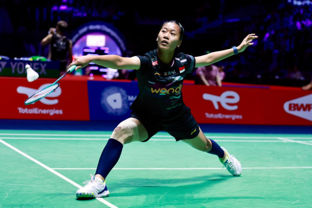 Aksi Putri Kusuma Wardani di Kejuaraan Dunia Bulu Tangkis 2025 (dok. PBSI)
