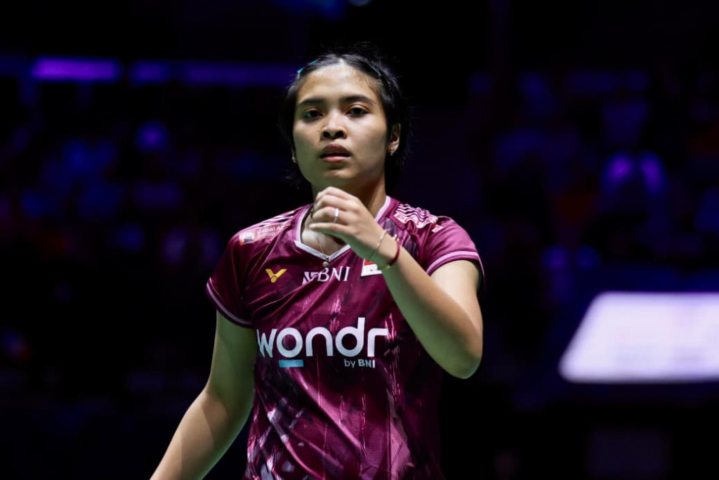 Aksi Gregoria Mariska Tunjung di Kejuaraan Dunia Bulu Tangkis 2025 (dok. PBSI)