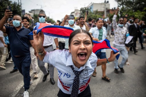 Suasana unjuk rasa di Nepal. (Foto: AFP/Prabin Ranabhat)