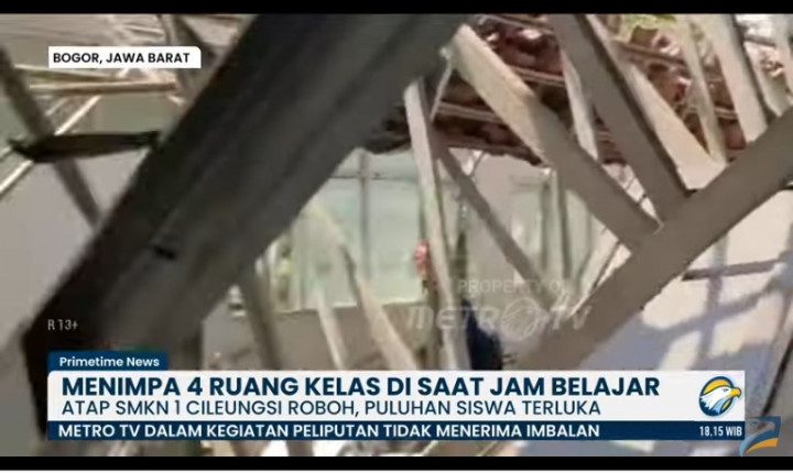 Atap SMKN 1 Cileungsi Ambruk, Kepala Sekolah Minta Bangunan Sekolah Dicek Menyeluruh