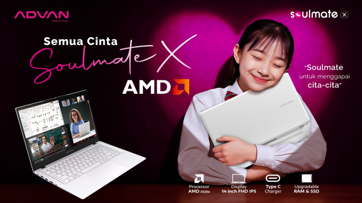 Advan Resmi Luncurkan Soulmate X, Laptop Stylish Pakai Athlon