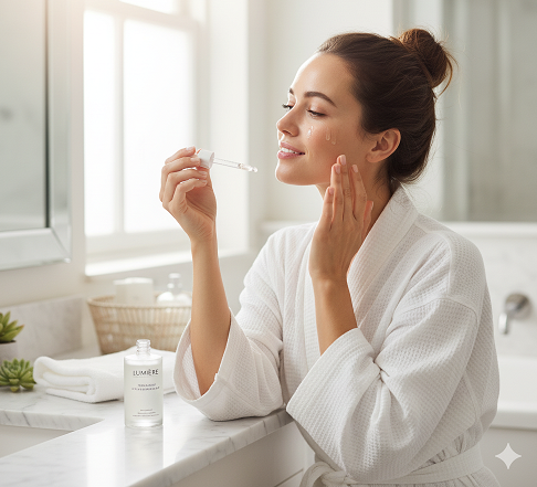 Serum anti-aging merupakan salah satu produk paling efektif untuk mengatasi berbagai masalah penuaan kulit.  (Foto: Dok. Gemini AI)