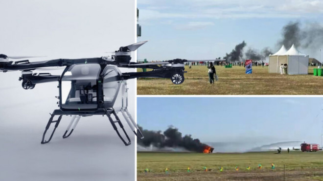 Dua eVTOL Xpeng Aeroht bertabrakan di latihan Changchun Air Show 2025. Carnewschina