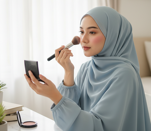 Tekstur cream blush lebih lembut dan melembapkan, sehingga mudah dibaurkan. (Foto: Dok. Gemini AI)