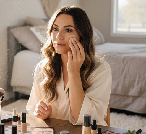 Jenis foundation waterproof memang cocok digunakan saat cuaca panas. (Foto: Dok. Gemini AI)