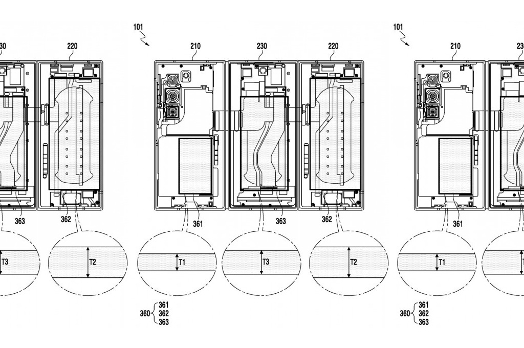 Bocoran dokumen paten mengindikasikan perangkat trifold Samsung akan berbekal tiga baterai.
