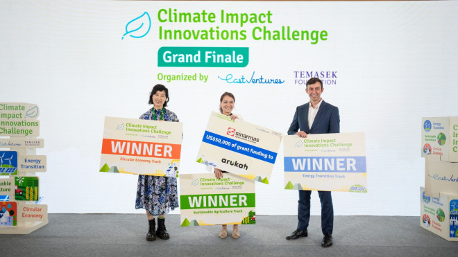 East Ventures dan Temasek Foundation resmi menyalurkan pendanaan katalis senilai total Rp10 miliar kepada tiga startup terpilih melalui ajang Climate Impact Innovations Challenge (CIIC) 2025. Foto: Istimewa.