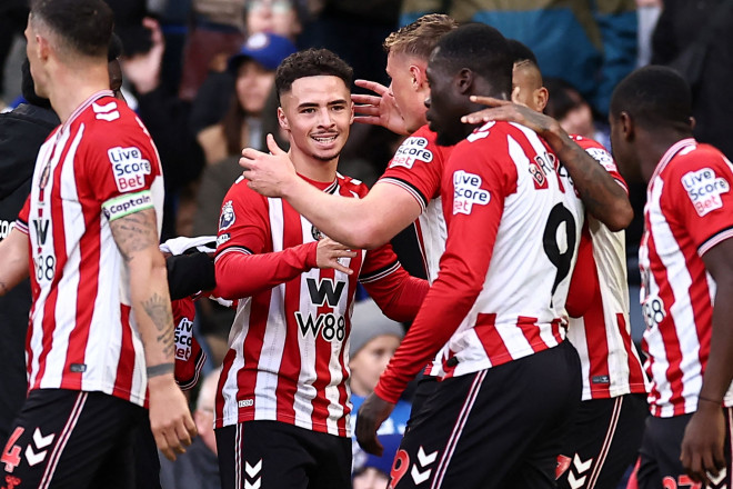 Pemain Sunderland merayakan kemenangan atas Chelsea (AFP/Henry Nicholls)