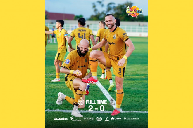Selebrasi gol pemain Bhayangkara FC. (Foto: Instagram resmi Bhayangkara FC)