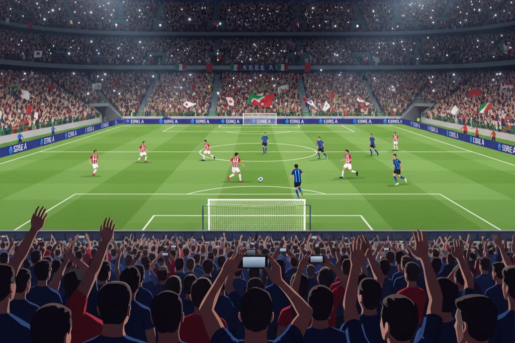 Ilustrasi pertandingan sepak bola liga Italia. (Foto: gemini.google.com)