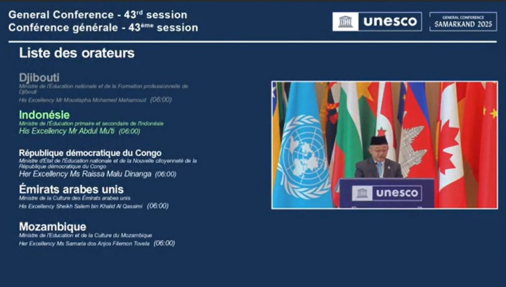 Pertama Kali, Mendikdasmen Abdul Mu'ti Pidato Berbahasa Indonesia di Sidang Umum UNESCO